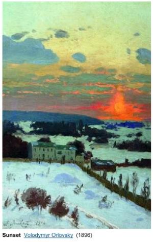 Sunset. Painting by Volodymyr Orlovsky  (1896).