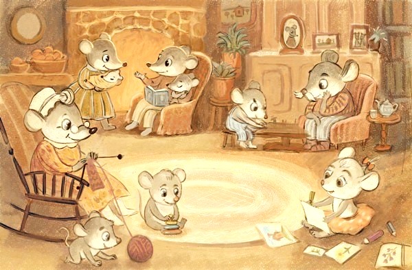Anna Gantimurova - illustrator, animation artist, theater video artist. Mice family.