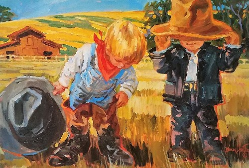 Dads Boots. Painting by Corinne Hartley.