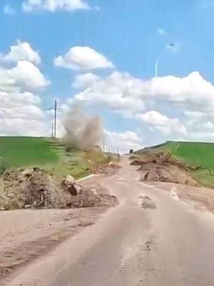 The road from Severodonetsk to Bakhmut has been bombed out by Russian forces. Photo by Sergiy Haidai.
