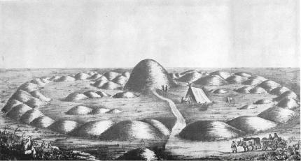 Зовнішній вигляд Переп’ятихи до початку розкопок. Малюнок Т.Г.Шевченка, 1846 р.