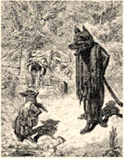 Ернст Ґрізет. Ілюстрація до Езопової байки Вовк і Ягня, 1875р.