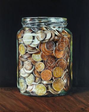 Coins. Painting by Della Camilleri (Artmajeur)