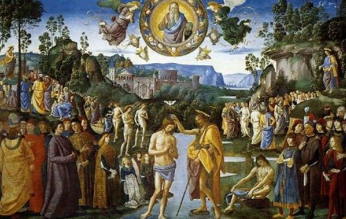 Хрещення Христа. Фреска П'єтро Перуджіно.