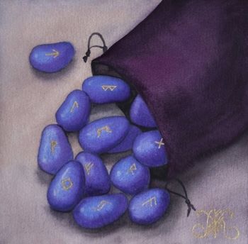 Руни (акварель, папір, фіолетова серія).  Картина художниці кримського походження  Аліме Куртвелієвої.