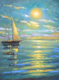Painting by Dmitry Spiros. Evening sail.