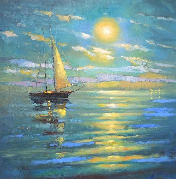 Painting by Dmitry Spiros. Evening sail