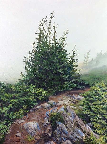 Григорій Поліщук. Дорога до Говерли. Олія на панелі, 30×40 см, 2016 р.