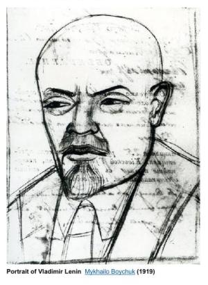 Portrait of Vladimir Lenin by Mykhailo Boychuk (1919). 