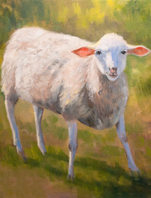 The Yearling Sheep oil painting by San Luis Obispo (fragment)
