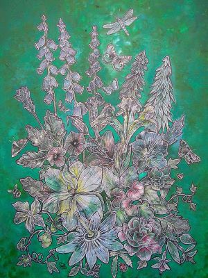 Painting by Sally Ann Brackett. Flowers.