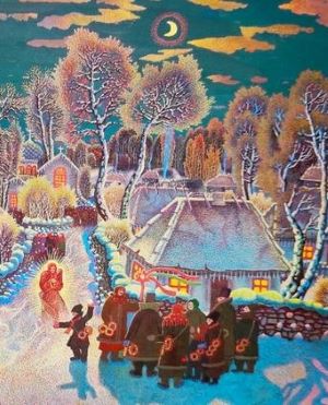 Різдво на Поділлі. Картина художника Віктора Наконечного (фрагмент).