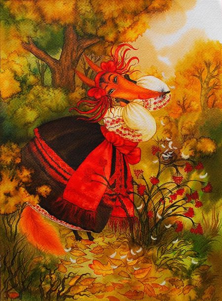 Лисиця-жалібниця. Painting by Maryna Mykhailoshyna