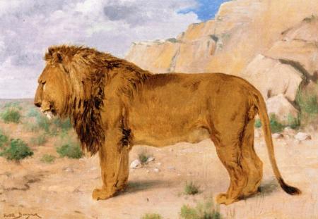 Painting by Rosa Bonheur. Study of a Lion.