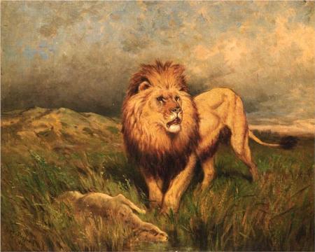 Rosa Bonheur. Lion and prey
