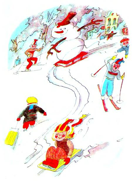 Анатолій Костецький.  Бюро знахідок. Ілюстрована збірка віршів для дітей. Малюнки Геннадія Ясинського. Веселий сніг. 