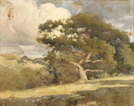  Percy Gray (1869 — 1952, USA). California Landscape with an Ancient Oak, 1907 (watercolor on paper). 