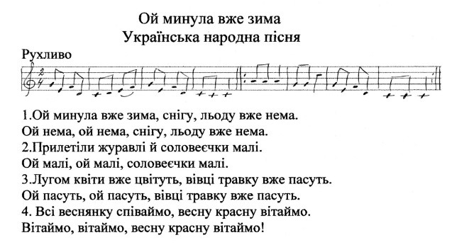 Ой минула вже зима - українська народна пісня