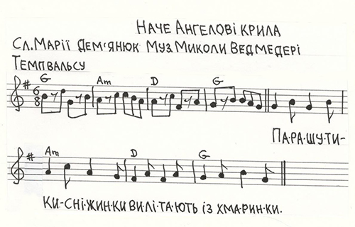 Наче Ангелові крила. Пісня на слова Марії Дем'янюк (музика - Миколи Ведмедері), текст та ноти.
