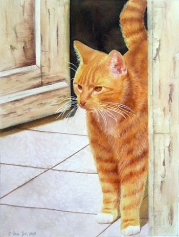 Red Cat_painting by Joa_eBay