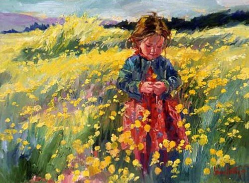 A Field of Sunshine. Painting by Corinne Hartley.