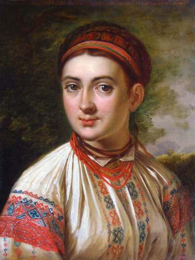 Картина Василя Тропініна. Дівчина з Поділля. До 1821 року. Полотно, олія.