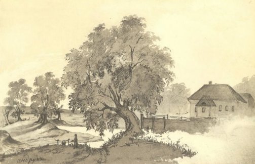 Taras Shevchenko. Andrushi. Sepia. 1845 (Тарас Шевченко. Андруші. Сепія. 1845)