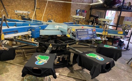 Saint Javelin project: wear your support for Ukraine with Taras Shevchenko! Christian Borys. On this photo: St. Javelin T-Shirts being printed.