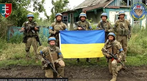 Ukrainian soldiers from 35th Brigade posted a photo, saying its soldiers retook the village of Storozheve in the eastern Donetsk region — BBC News.